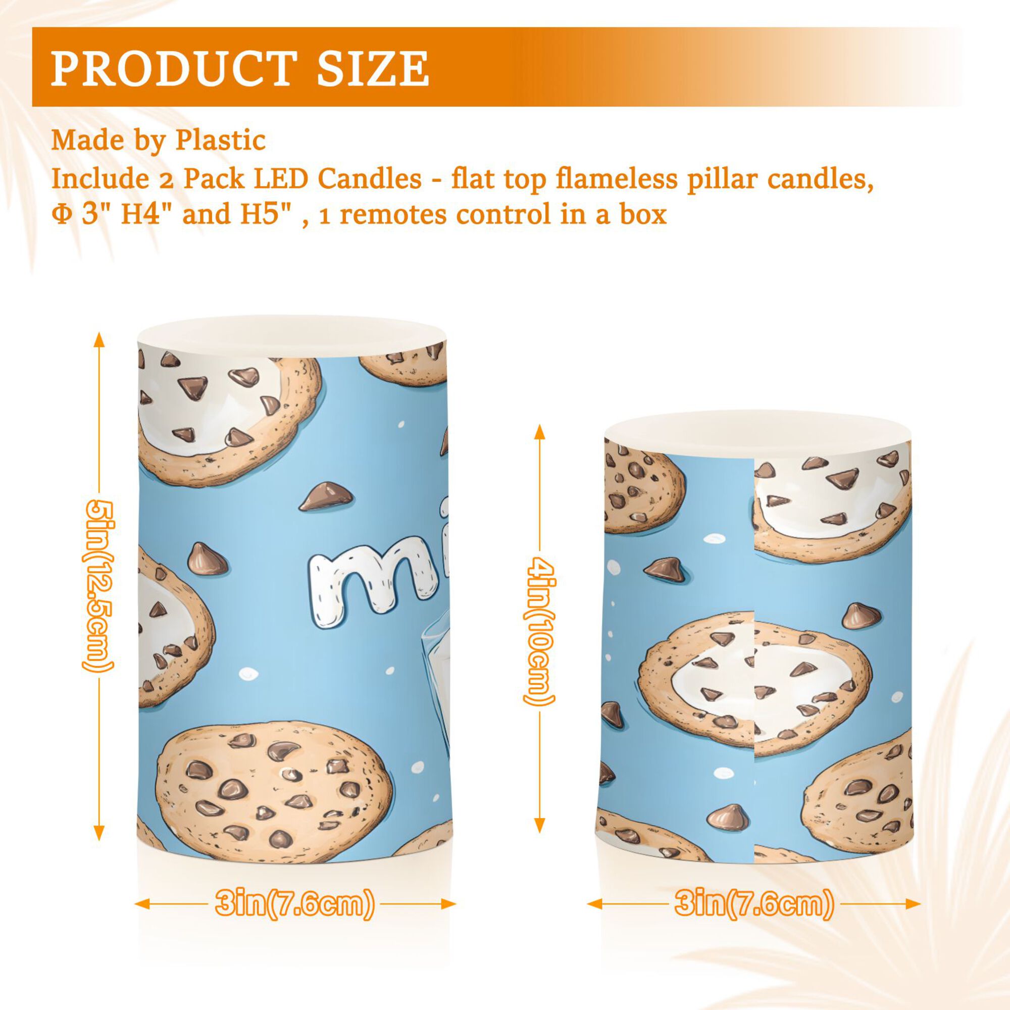 Yayeee Flameless Candles with Remote Flickering Battery Operated Multi Color Changing, Milk and Cookies