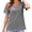 Gray, variant on Short Sleeved Women V-Neck Solid Color Loose T-Shirt Tops