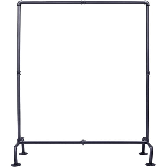 Industrial Pipe Clothing Rack Free Standing, Heavy Duty Detachable Clothes Rack with 4 Stable Feet for Garment Storage Display, Black