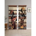 thumbnail image 4 of Sheer Curtains 63 Inches Long 2 Panels, Tribal Ethnic African Girl Women Rod Pocket Curtain Voile Draperies, Abstract Aesthetic Light Filtering Window Treatment for Living Room Kitchen Bedroom, 4 of 8