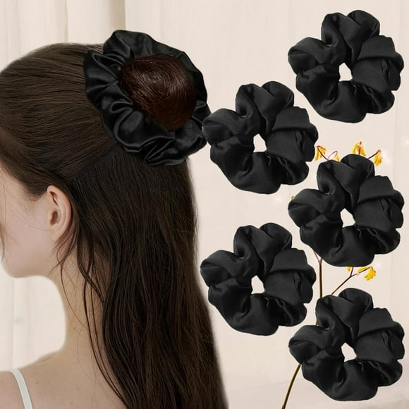 EIGTHTAIL 5 Pcs Satin Hair Scrunchies for Women Softer Than Silk Scrunchies for Hair No Damage Scrunchy Ponytail Holder Silk Hair Ties Gifts