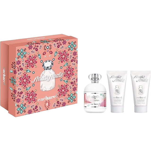 Perfume Cacharel Anais Anais EDT en aerosol para mujer, 100 ml, juego de 3 piezas