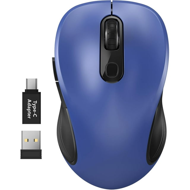 WisFox 2.4G Wireless for Laptop, Ergonomic Computer with USB Receiver and 3 Adjustable Levels, 6 Button Wireless Mice for Windows PC Notebook (Grey)