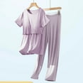 thumbnail image 2 of Tnhcen Women's Plus Size Nursing Maternity Pajama Set Soft Solid Color Round Neck Short Sleeve Top with Built-in Bra Lounge Pants M-3XL, 2 of 4