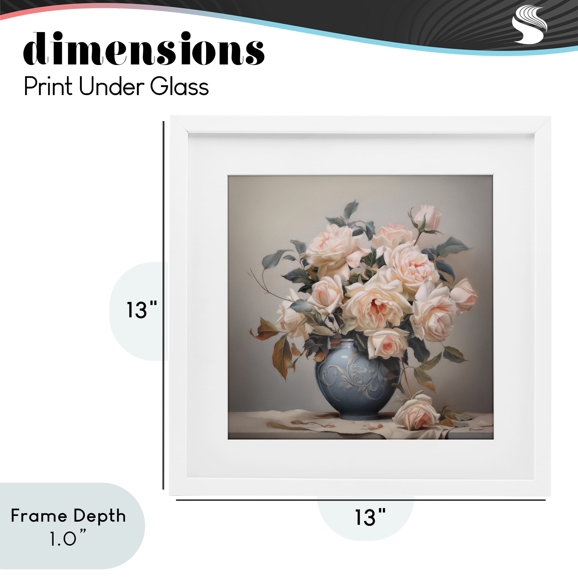 Stupell Industries Rose Paragon Vase White Framed Print Under Glass, design by Steve Hunziker
