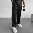 thumbnail image 2 of OSOLU Men Solid Color Long Trousers Tether Pants Sports Sweatpants Street Casual Trousers Everyday Comfort Versatile Workout Training Joggers Bottoms, 2 of 6