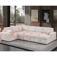 thumbnail image 4 of Hybition 6-Seater Sectional Sofa with Pull-out Bed, Storage Chaise, Corduroy Fabric, Modern Living Room Set-Color:Beige, 4 of 8