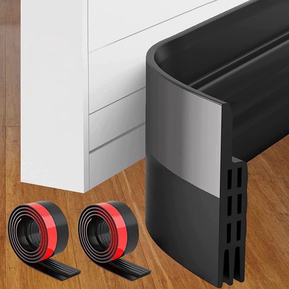 2 Pack Door Draft Stopper,Door Sweep for Exterior/Interior Doors,Soundproof Door Bottom Weather Stripping,2" W x 39" L,Black
