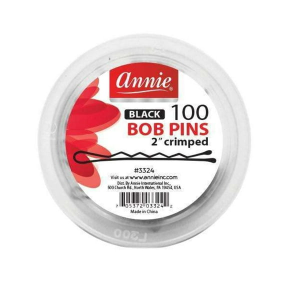 Annie #3324 Black Bob Pins 100ct 2″ Crimped