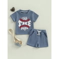 thumbnail image 2 of Bagilaanoe 2pcs Toddler Baby Boy Shorts Set Short Sleeve Letter Embroidery T Shirt Tops + Shorts 6M 12M 18M 24M 3T Kids Casual Summer Clothes, 2 of 8