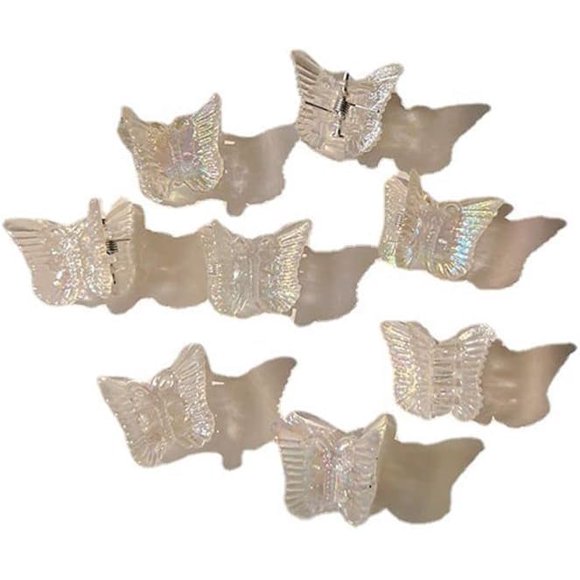 10 piezas blanco mini mariposa pelo garra bolsa transparente pequeña mariposa pelo garra clip lindo tocado horquilla dulce clip accesorios para el cabello cuidado del cabello