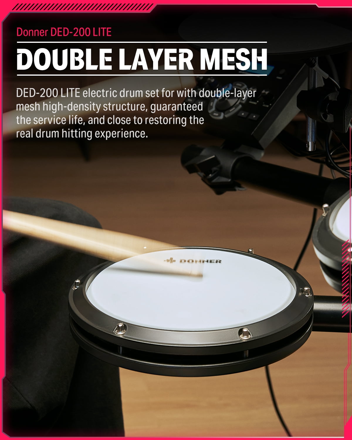 Donner, Electric Drum Set, DED-200, 31 Kits 450+ Sounds - Walmart.com