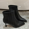 thumbnail image 6 of Xfvqtps Womens Leather Ankle Boots Winter Fashion Pointed Toe High Heel Boots with Side Zipper Embossed Pattern Casual Wear for Outdoor Black, 6 of 8