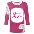 thumbnail image 4 of Luxalzxs Breast Cancer Awareness T Shirt for Women Pink Ribbon Print 3/4 Length Sleeve Round Neck Tops Cancer Fight Inspirational Tee, 4 of 4