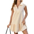 thumbnail image 5 of tasrioml Women's Summer Short Sleeve Dress Casual Lapel Collared Short Golf Dress Half Zipper V Neck Swing Dress, 5 of 8