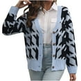 thumbnail image 2 of LEBONYARD Sweaters for Women,Womens Sweaters Cardigan Dressy Winter & Fall,Women's Houndstooth Breasted Loose Knit Cardigan Sweater Women's and Winter New Style Light Blue M, 2 of 8