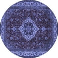 thumbnail image 1 of Ahgly Company Machine Washable Indoor Round Medallion Blue Traditional Area Rugs, 5' Round, 1 of 4