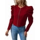 thumbnail image 2 of Chaqueta Corta de Larga para Mujer, con Cremallera, Abrigo, Ropa de Abrigo, Atuendo de Otoño, Chaquetones Rojo 4XL, 2 of 7