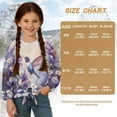 thumbnail image 7 of Xixirimido Hummingbird Daisy Purple Lavender Printed Girls Long Sleeve Shirt Kids Crewneck T-Shirts Trendy 3D Graphic Tie-hem Cute Tees for Fall Winter, Size 9-10, 7 of 7