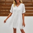 thumbnail image 4 of Dwaogom Women's Summer Casual Ruffle Short Sleeve Loose Printing T-Shirt Dresses Halter Dresses For Women Women Dresses For Special Occasions Mens Dress Pants, 4 of 5