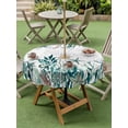 thumbnail image 4 of Outdoor Tablecloth with Umbrella Hole for Patio/Picnic/Party/Camping, Coastal Green Seaweed Waterproof Table Cloth Round Cover Washable, Summer Beach Coral Starfish Retro (Dia 60"), 4 of 8
