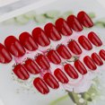 thumbnail image 2 of 24 Pcs/Set Faux Ongles Longs Rouges Paillettes Strass Mariage Couverture Complète Faux Ongles avec Colle Faux Ongle, 2 of 7