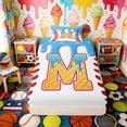 thumbnail image 4 of Erosebridal Waffle Drip Letter M Twin Sheet Sets, Cute Baseball Sport Bedding for Girls and Boys, 3pcs, 1 Flat Sheet, 1 Fitted Sheet and 1 Pillowcase, 4 of 6