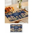 thumbnail image 5 of Placemats Set of 6, Cotton Linen Heat Table Mats Non-Slip Washable Christmas Tree Winter Deer Garland Bell Poinsettia Dark Blue Placemat for Holiday Banquet Dining Kitchen Table Decor, 5 of 5