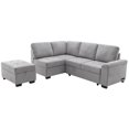 thumbnail image 2 of Velvet Modern Sectional Couch with Pull Out Bed, L Shaped Sleeper Sofa with Storage Ottoman, Hidden Storage Arm and Charging Ports, Pull Out Corner Couch for Living Room, Gray, 2 of 8