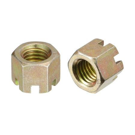 

10Pack M14x2mm Hexagon Slotted Nut Grade 10 Carbon Steel Hex Castle Nuts Color Zinc