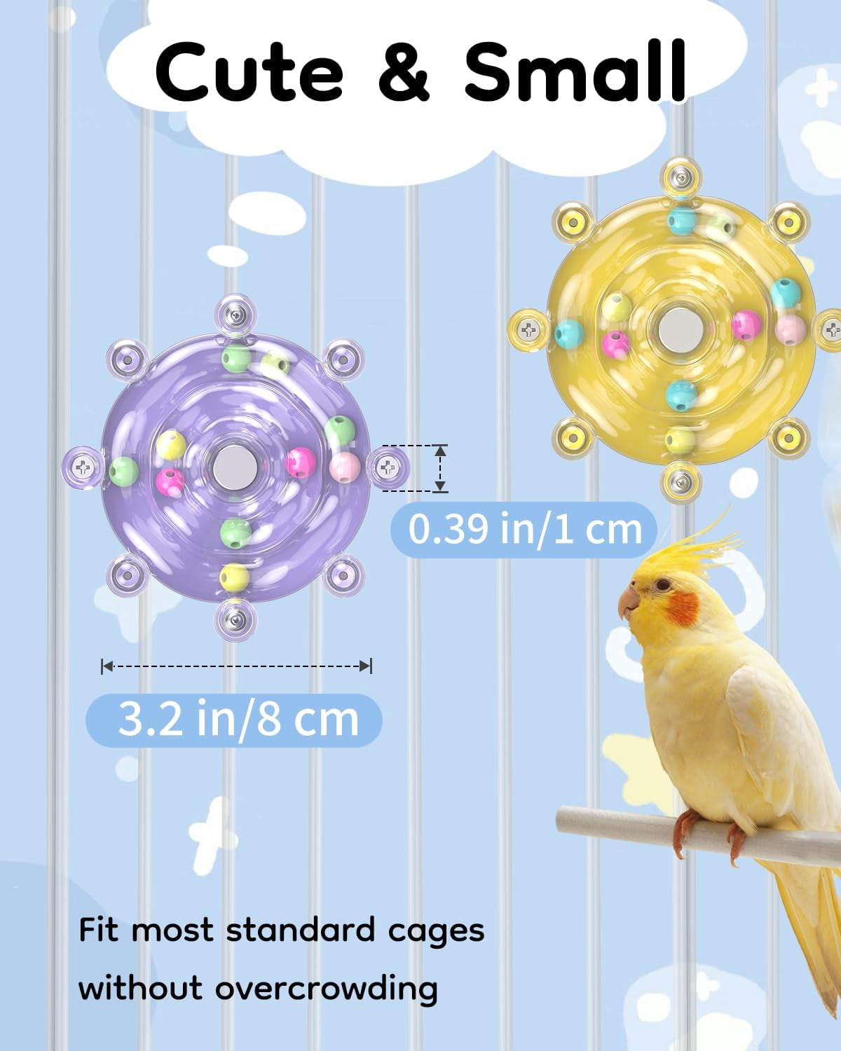 Bird Toys, Colorful Spinning Wheel Chew Toys, Interactive Spinner Rattle Parrot Toys, Cockatiel Toys, Parakeet Toys, Bird Cage Accessories for Entertainment Chewing Exercise