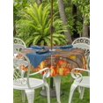 thumbnail image 2 of Outdoor Tablecloth with Umbrella Hole and Zipper, Orange Fall Round Table Cloth 60 Inch Waterproof Tablecloth, Retro Maple Leaf Pumpkins Thanksgiving Picnic Table Cover for Patio Camping, 2 of 7