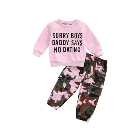 

Canis Toddler Baby Girl Spring Winter Clothes Letter Printed Sweatshirt Pullover Long Sleeve Tops Jogger Pants Outfits
