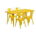 thumbnail image 2 of Flash Furniture Commercial Grade 31.5" x 63" Rectangular Yellow Metal Indoor-Outdoor Table Set with 4 Stack Chairs, 2 of 5
