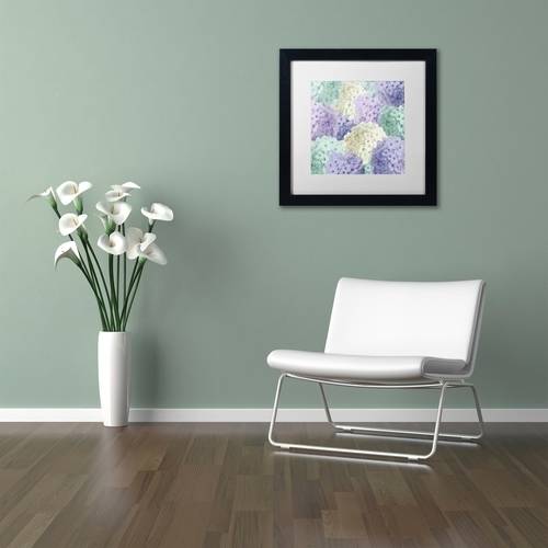 Trademark Fine Art "Hortensia Groundless Cool Tones" Canvas Art by Color Bakery White Matte, Black Frame