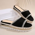 thumbnail image 5 of Espadrilles for Women Open Toe Suede Platform Sandals Comfortable Footbed Slippers Fashion Stitching Summer Casual Slides Black Size 7, 5 of 7