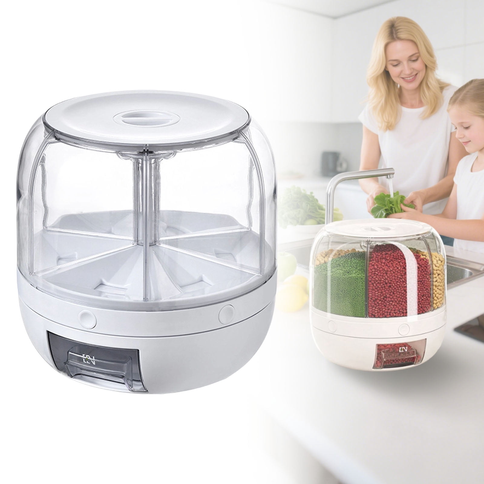 Valentine Candy Dispenser Gift Mini Gumball Vending Machine Grain Dispenser with Lid Automatic Snack Jelly Bean Holder, Durable Plastic Jar Container with Lid for Party Home, 1Pc(White,9x9x9")