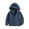 thumbnail image 7 of Ulanda Girls Zip Up Hoodies Teen Fleece Full-Zip Sweatshirts Jacket Casual Fall Hoodie with Pocket (Navy, 9-10 Years), 7 of 7