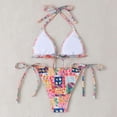thumbnail image 4 of Women's 2 Piece Floral Tropical Print Bikini Set Boho Triangle Bathing Suit Tie Backless Swimsuit Sets (Multicolor,M), 4 of 7