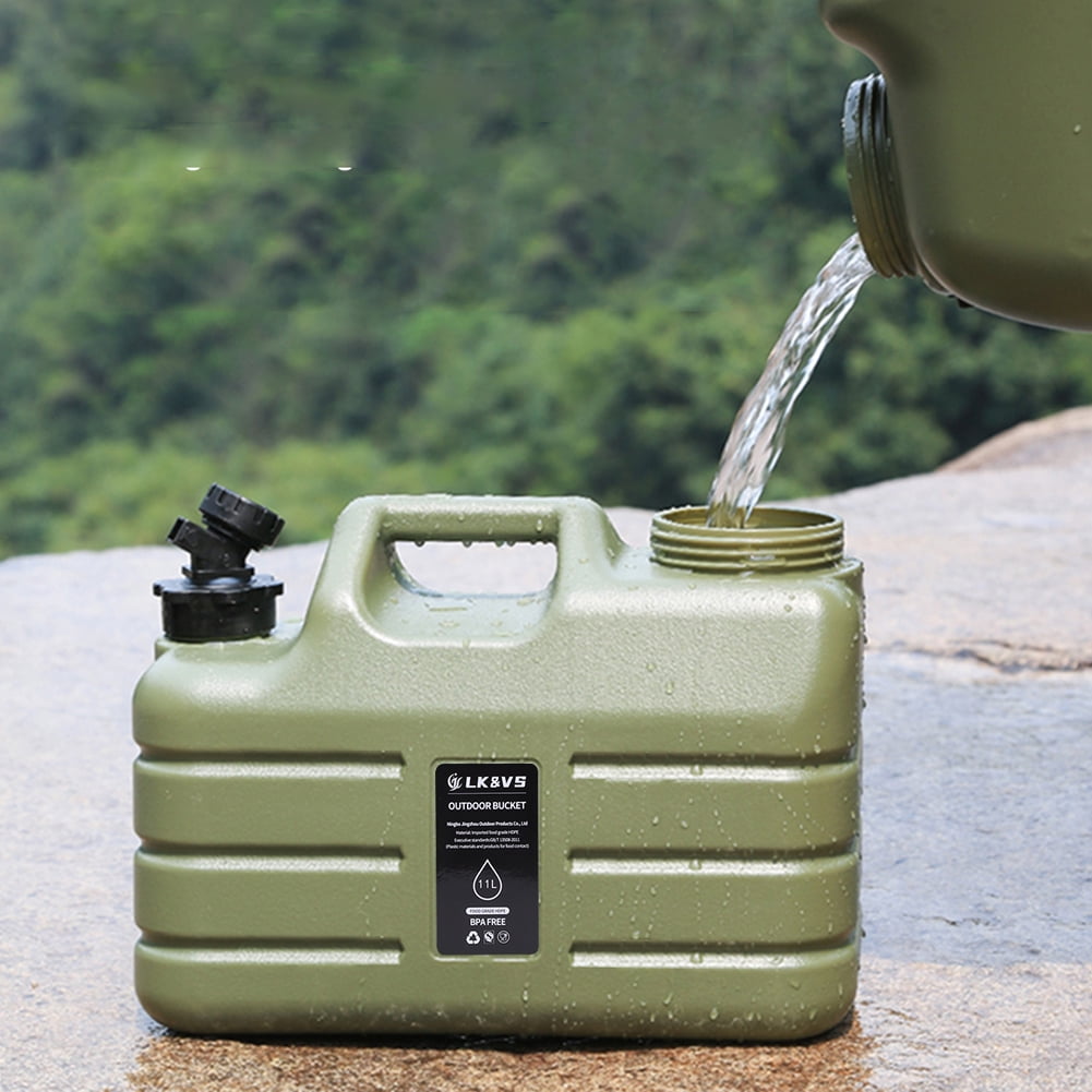 Yucurem 3 Gallon Water Container with Spigot, No Leakage Camping Water Jug, Portable Water Storage Tank for Emergency Outdoors Camping Hiking Picnic, Green