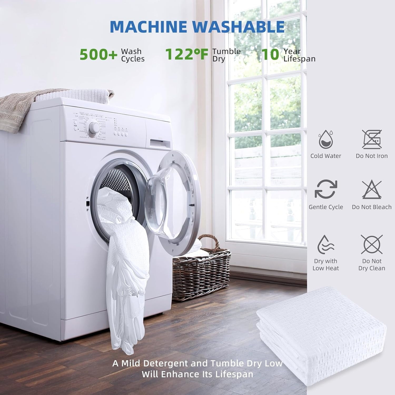 RestGuard 100% Waterproof King Mattress Protector, Breathable Cooling Bamboo 3D Air Fabric Mattress Cover, Soft Noiseless Bed Cover, Machine Washable, 8-21'' Deep Pocket