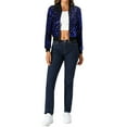 thumbnail image 2 of INSPIRE CHIC Women's  Sequin Stand Collar Long Sleeve Zipper Cropped Bomber Jacket XS Royal Blue, 2 of 5