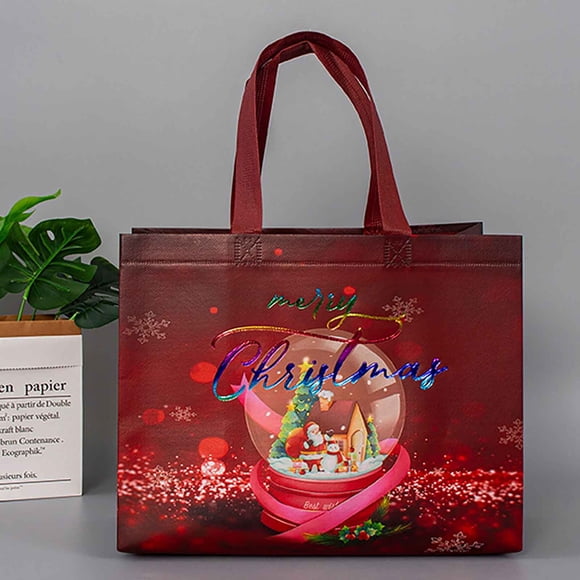 Dvkptbk Christmas Gift Bags with Handles, Reusable Christmas Tote Bags, Multifunctional Non-Woven Treat Bags for Gifts Wrapping Shopping, Xmas Party Supplies, 12.6"×9.8"×6.7" Christmas Bags