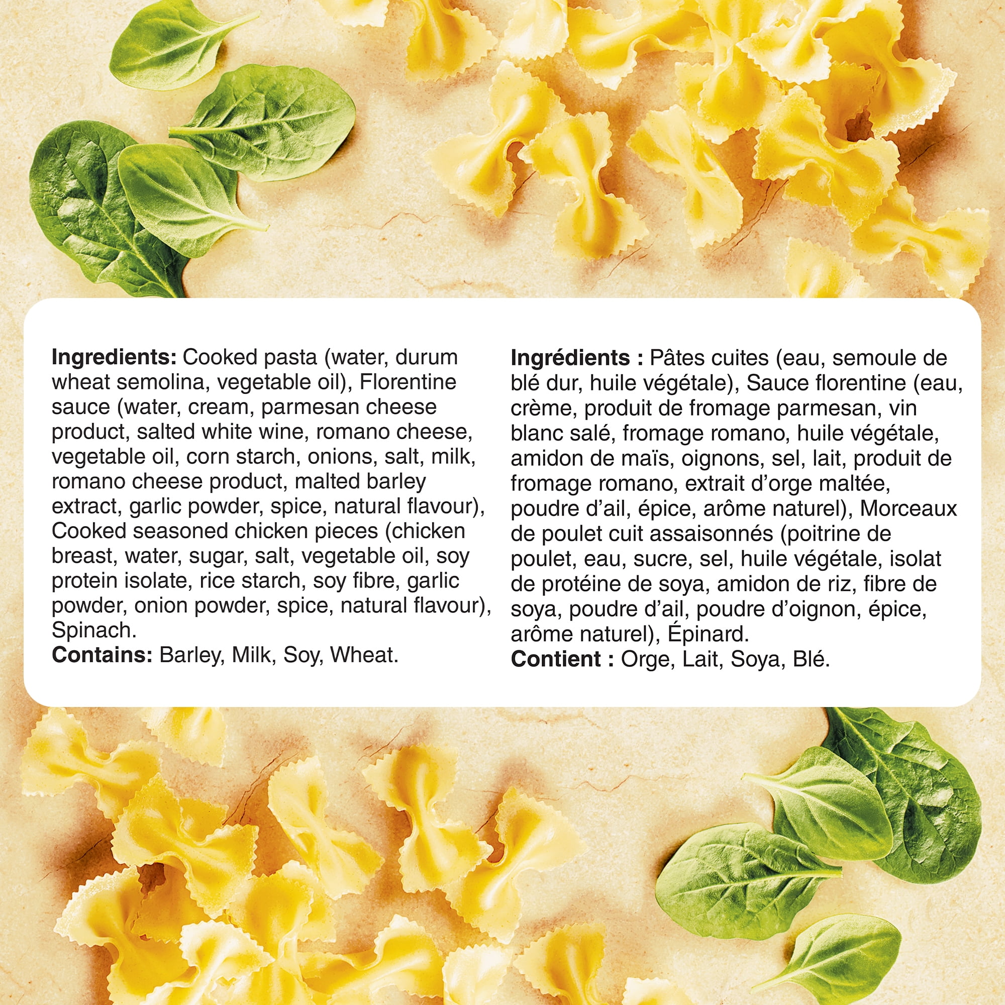 Bertolli Chicken Florentine and Farfalle, Frozen Dinner & Frozen Meal - 624g, BER CKN FLOR 4/624G