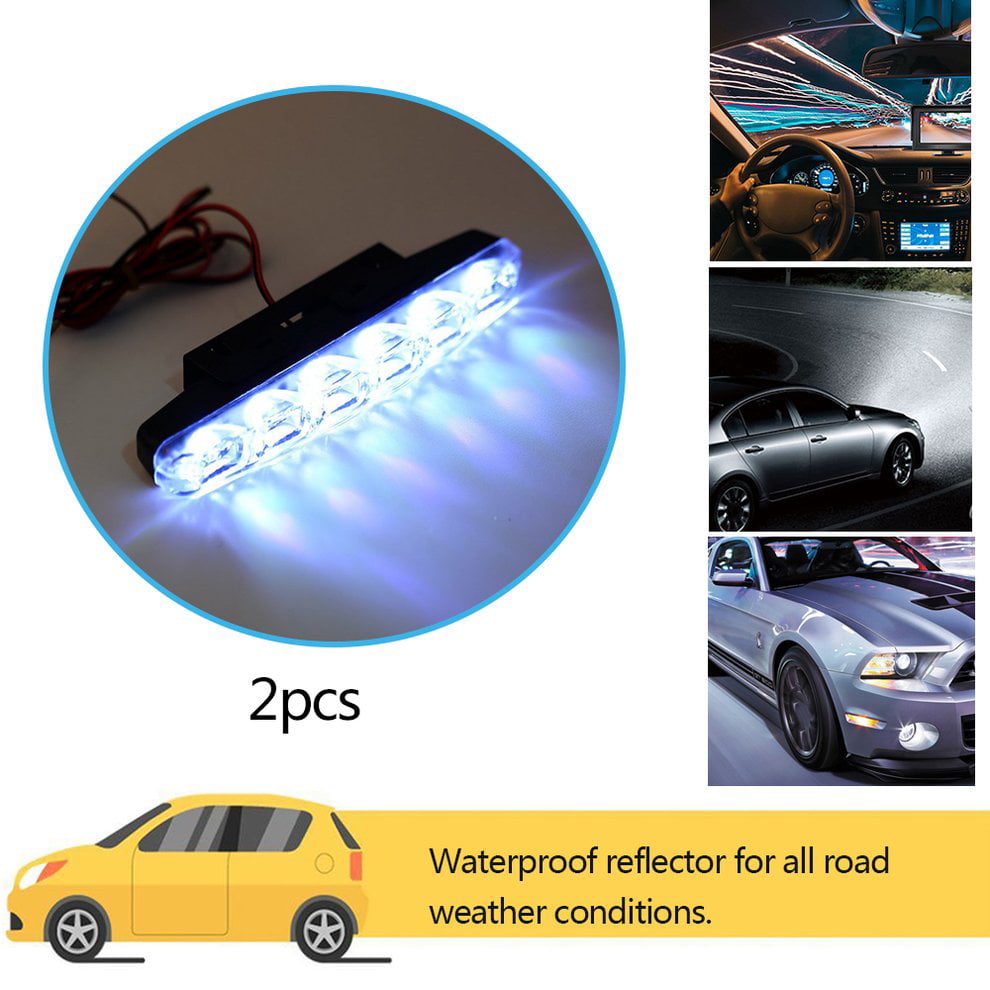 Peanutaoc 2x Xenon White 6 LED Super Bright DRL Daytime Running Driving Lights Fog Lamps Waterproof Vehicle Car Fog Lamp 