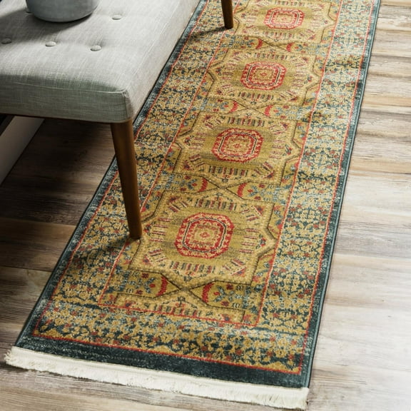 Unique Loom Palace Collection Area Rug - Lincoln (2' x 6' 1" Runner Blue/Navy Blue)