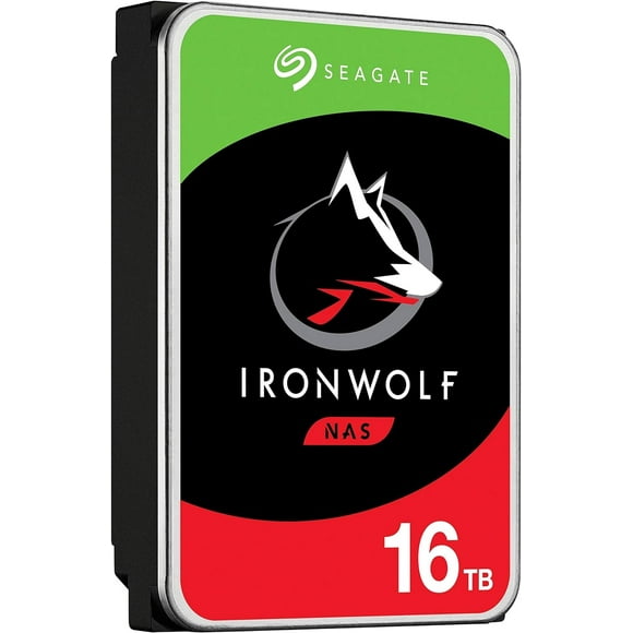 Seagate IronWolf 16TB NAS Internal Hard Drive HDD  CMR 3.5 Inch SATA 6GB/S 7200 RPM 256MB Cache for Raid Network Attached Storage, with Rescue Service (ST16000VN001)