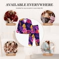 thumbnail image 4 of Uemuo Purple Flower Pattern Womens Pajama Sets,PJ Set for Women,Pajamas for Women Logo,Long Sleeve Pajama Set for Women,Soft Long Sleeve Top With Pants-, 4 of 9