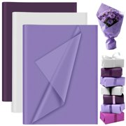 60 Sheets Purple White Tissue MDA05 Paper Wrap Paper Bulk for Gift Bags, PLULON Gift Wrapping 14 x 20 Inch for Packaging Small Gift Bag Box Art Crafts Birthday Wedding Mermaid Party Favor Decor