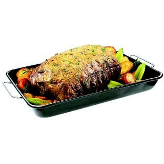 BBQ Genius Ceramic Roasting Drip Pan 9.5" x 15.75" x 2" With Handles 36105